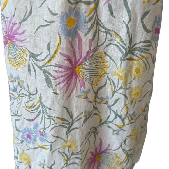 Anthropologie Joie Floral Linen V Neck Ruffle Cap Sleeve Dress - Picture 3 of 8